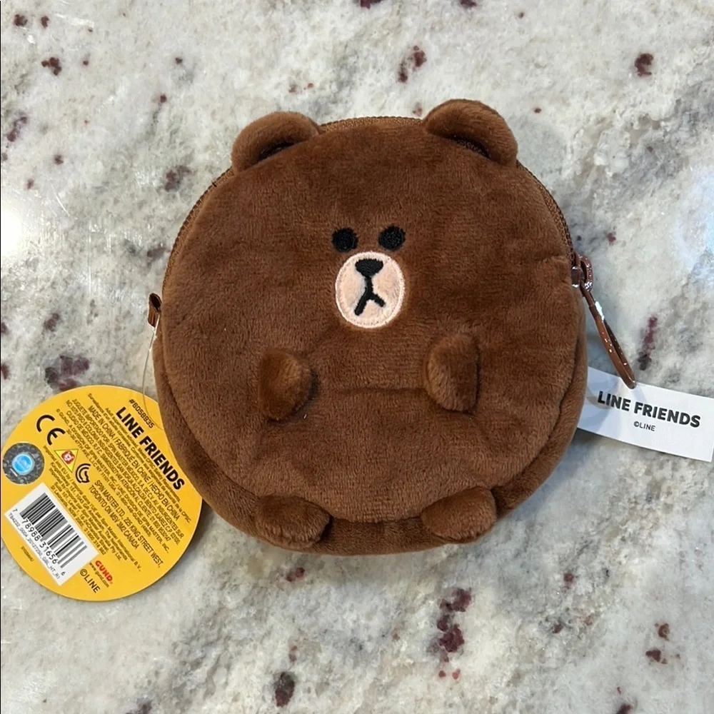 Gund Line Friends Brown Bear 5” Coin Purse New